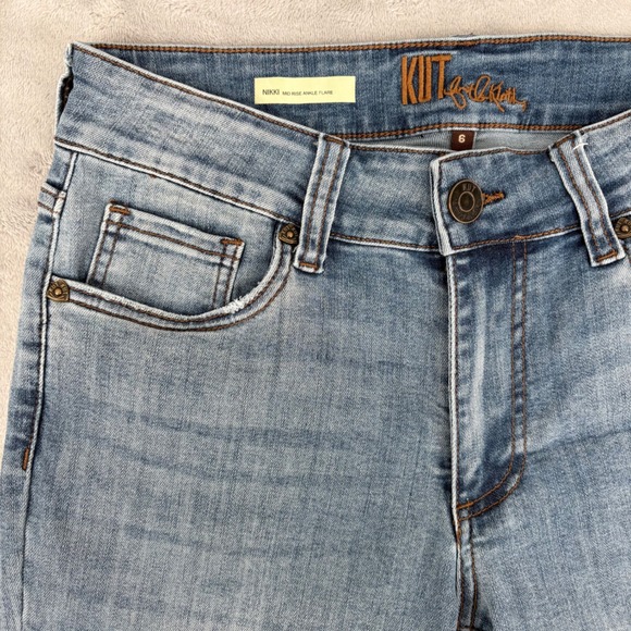 Kut from the Kloth Jeans Women 6 (28x27) Nikki Ankle Flare Raw Hem Flap Pockets - Picture 4 of 14